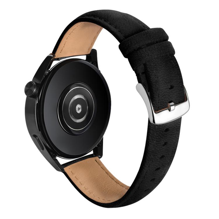 Double-Sided Plush Genuine Leather Watch Band, 22mm