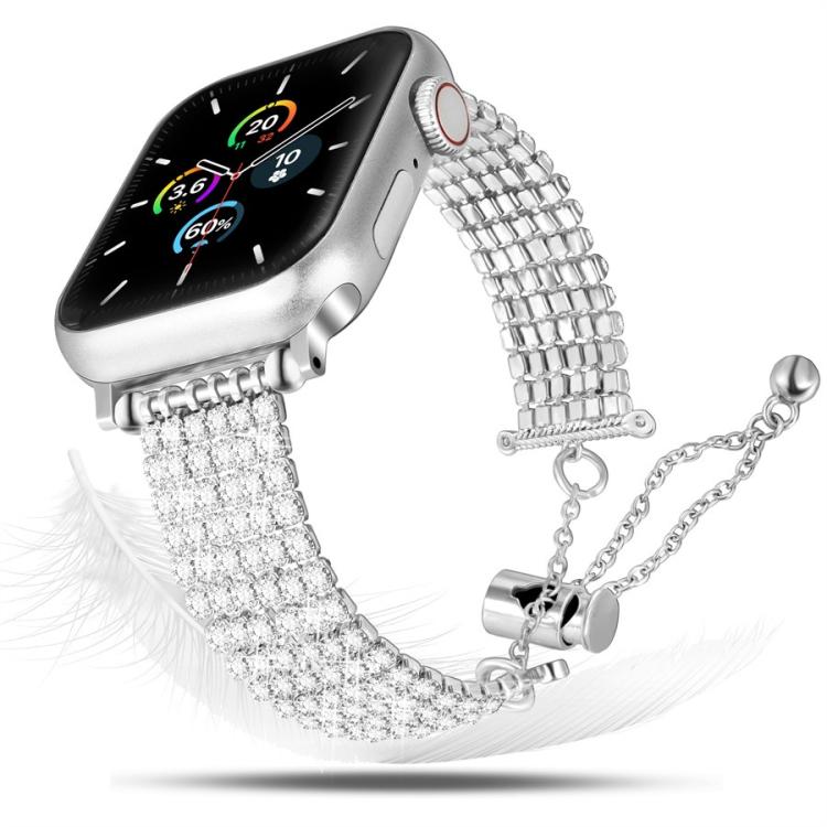 Luxury Clasp Chain Diamond Metal Watch Band, For Apple Watch 46mm / 49mm / 45mm / 44mm, For Apple Watch 42mm / 41mm / 40mm / 38mm