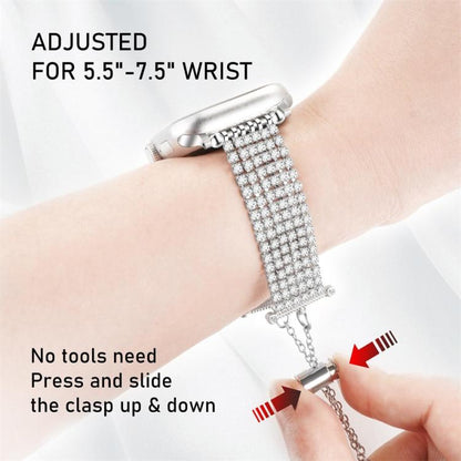 Luxury Clasp Chain Diamond Metal Watch Band, For Apple Watch 46mm / 49mm / 45mm / 44mm, For Apple Watch 42mm / 41mm / 40mm / 38mm