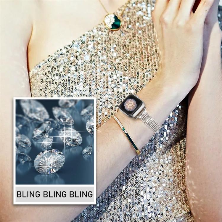 Luxury Clasp Chain Diamond Metal Watch Band, For Apple Watch 46mm / 49mm / 45mm / 44mm, For Apple Watch 42mm / 41mm / 40mm / 38mm