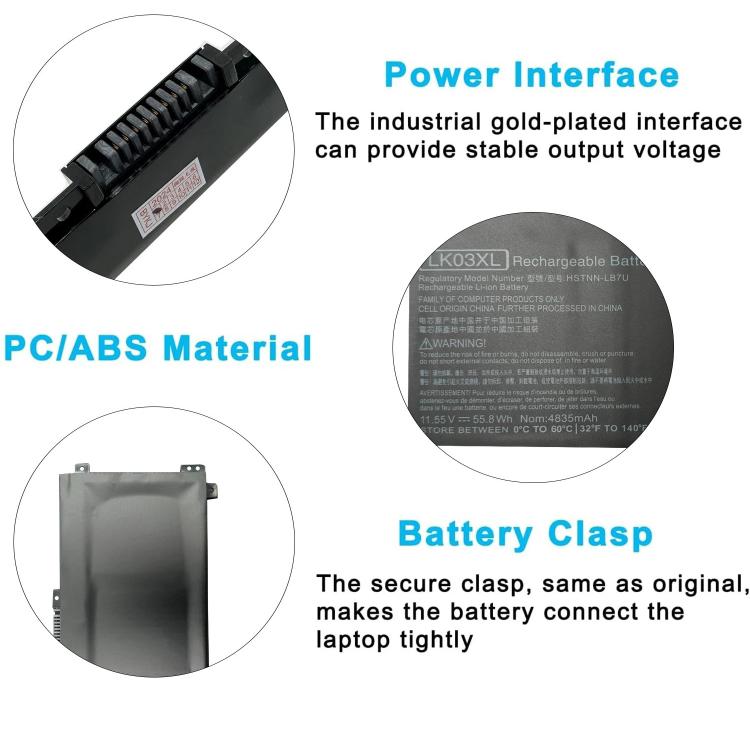 Batteries d'ordinateur portable 4300mAh pour HP Envy TPN-W127 TPN-W134, LK03XL