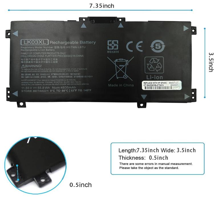 Batteries d'ordinateur portable 4300mAh pour HP Envy TPN-W127 TPN-W134, LK03XL