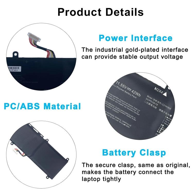 Batterie d'ordinateur portable de remplacement 3500 mAh pour ASUS Idol 13ADOL13U/F S330FA/UA X330FA, C31N1806