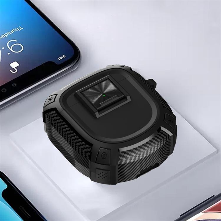 Carbon Fibre Snap Lock TPU Earphone Cover with Metal Buckle, For Bose QuietComfort Earbuds II / Ultra