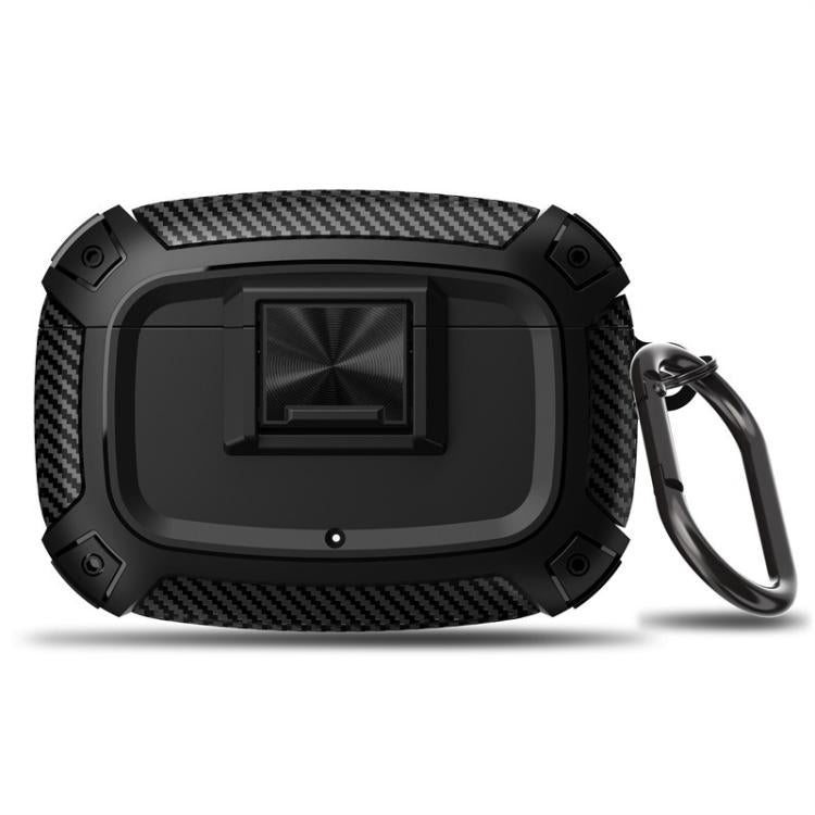 Carbon Fibre Snap Lock TPU Earphone Cover with Metal Buckle, For Beats Studio Buds / Buds+