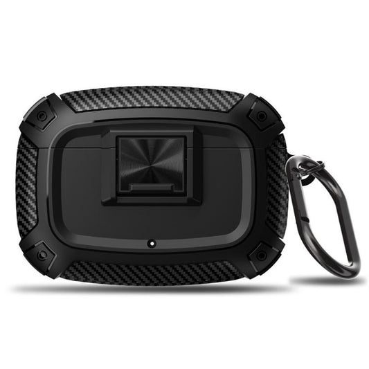 Carbon Fibre Snap Lock TPU Earphone Cover with Metal Buckle, For Beats Studio Buds / Buds+