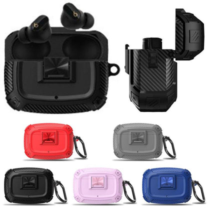 Carbon Fibre Snap Lock TPU Earphone Cover with Metal Buckle, For Beats Studio Buds / Buds+