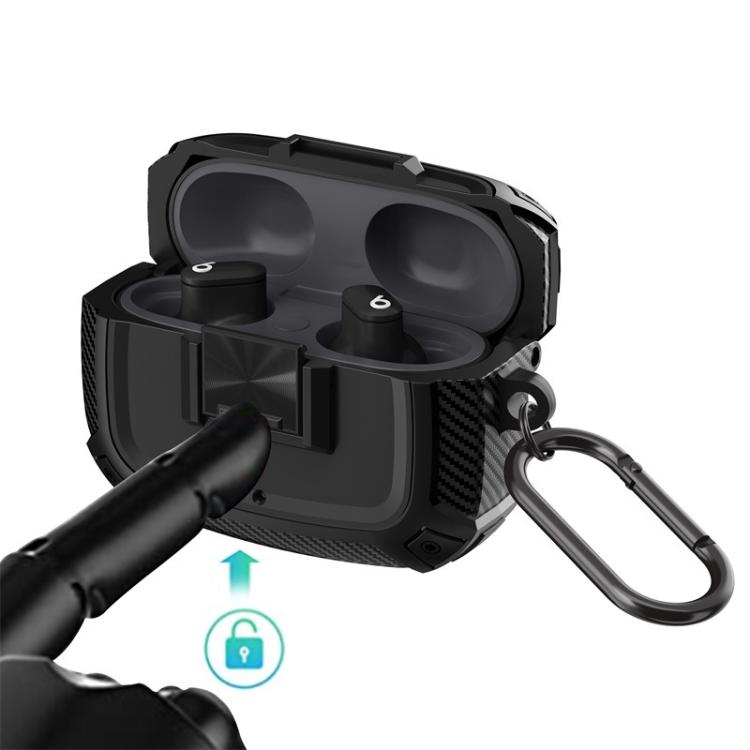 Carbon Fibre Snap Lock TPU Earphone Cover with Metal Buckle, For Beats Studio Buds / Buds+