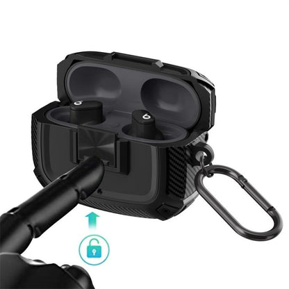 Carbon Fibre Snap Lock TPU Earphone Cover with Metal Buckle, For Beats Studio Buds / Buds+