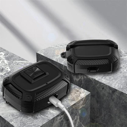 Carbon Fibre Snap Lock TPU Earphone Cover with Metal Buckle, For Beats Studio Buds / Buds+