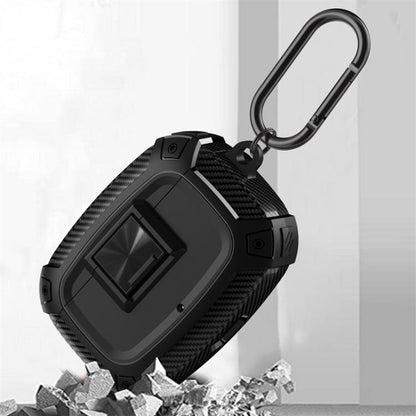 Carbon Fibre Snap Lock TPU Earphone Cover with Metal Buckle, For Beats Studio Buds / Buds+