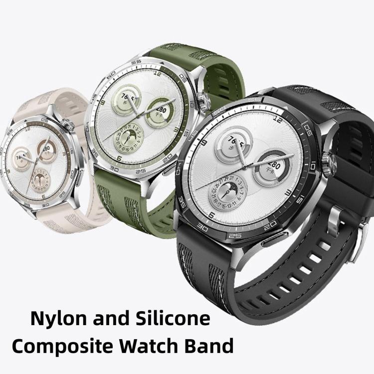 Quick Release Press Button Composite Nylon Fluorinerubber Watch Band, 22mm