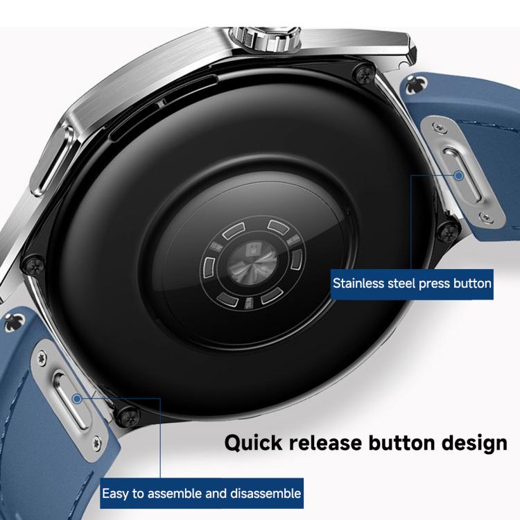 Quick Release Press Button Composite Nylon Fluorinerubber Watch Band, 22mm