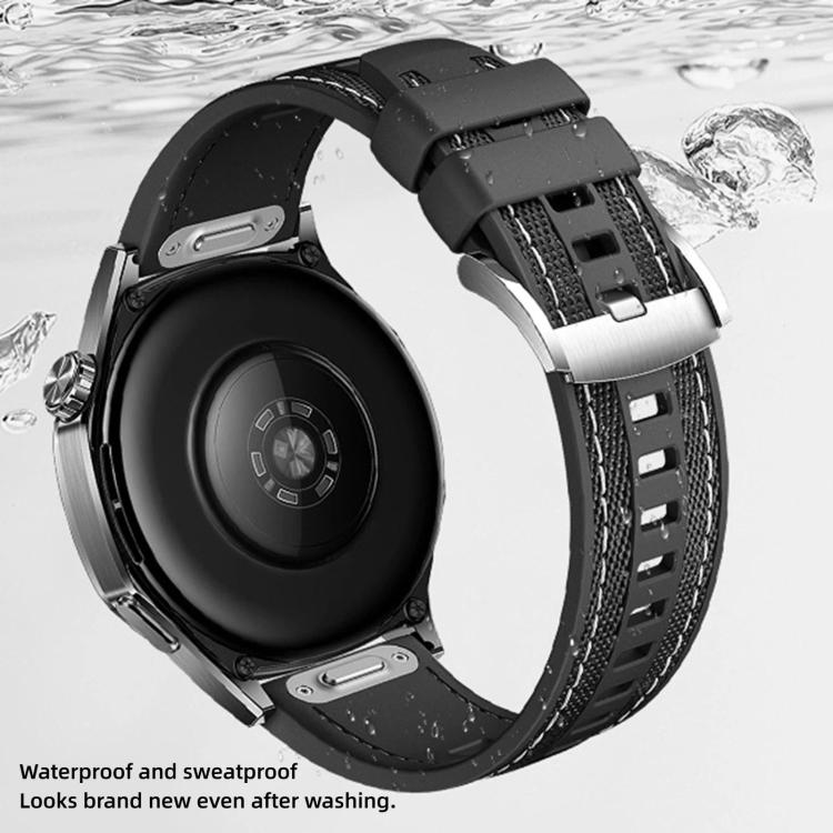 Quick Release Press Button Composite Nylon Fluorinerubber Watch Band, 22mm