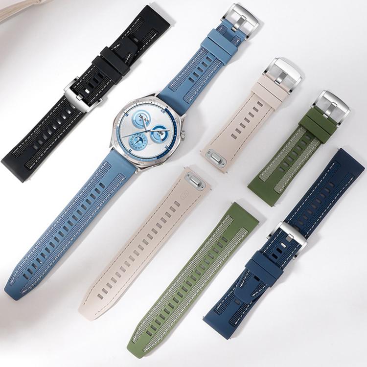 Quick Release Press Button Composite Nylon Fluorinerubber Watch Band, 22mm
