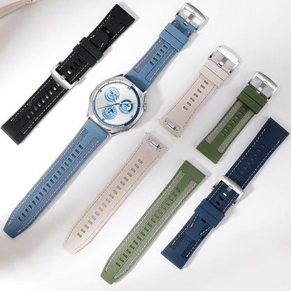 Quick Release Press Button Composite Nylon Fluorinerubber Watch Band, 22mm