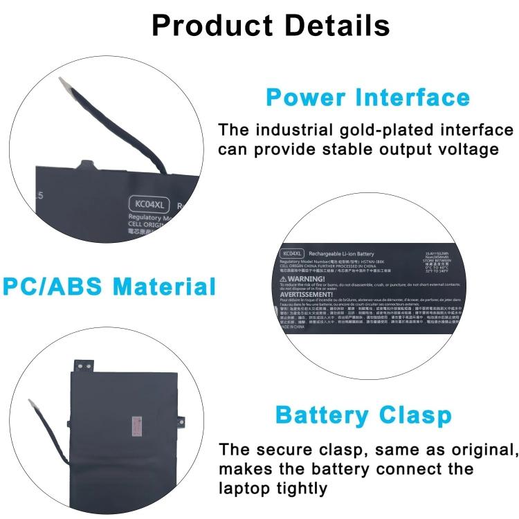 3454mAh Laptop Batteries For HP Envy 13-ah1002TX, KC04XL