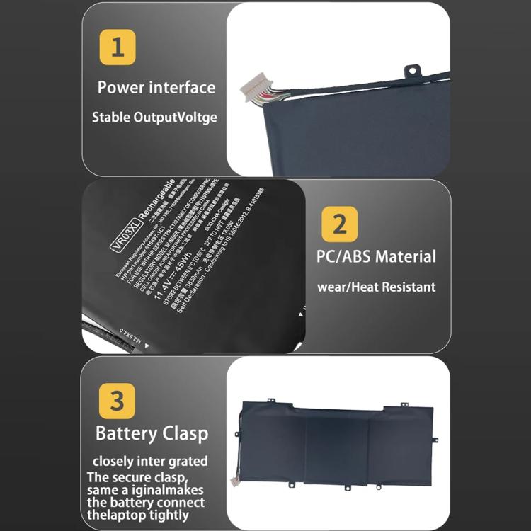 Batteries d'ordinateur portable 3830mAh pour HP Envy 13-D023TU / Envy 13-D025TU, VR03XL
