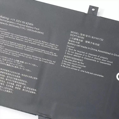 Batterie d'ordinateur portable 3653 mAh pour Asus Mars15 / Mars15(VX60GT9300) / Mars15(VX60GT9750), B31N1732
