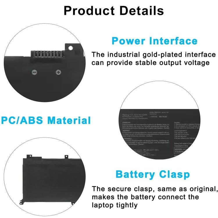 Batterie d'ordinateur portable 3653 mAh pour Asus Mars15 / Mars15(VX60GT9300) / Mars15(VX60GT9750), B31N1732