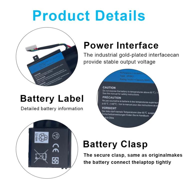 Batterie d'ordinateur portable 5500 mAh pour Dell Alienware 17 / Alienware 18, 2F8K3