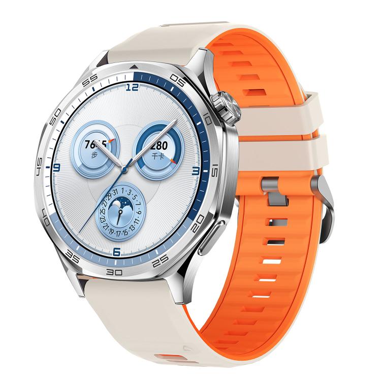 Black Steel Pin Buckle Two Color Silicone Watch Band, 22mm
