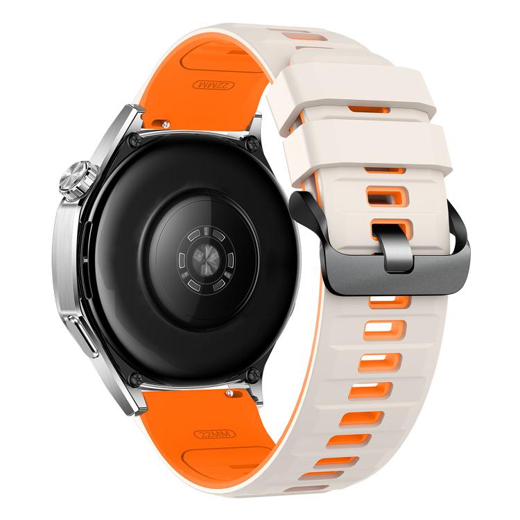 Black Steel Pin Buckle Two Color Silicone Watch Band, 22mm