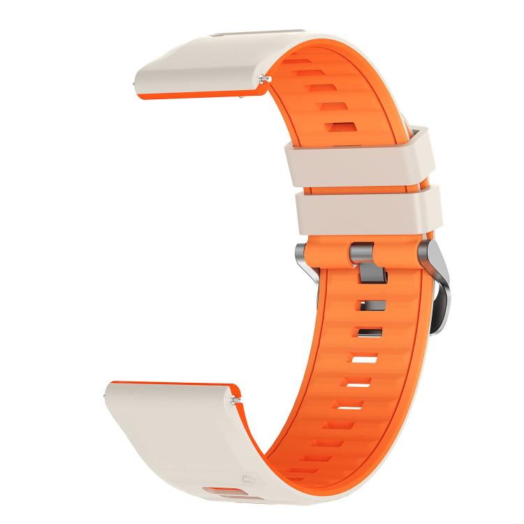 Black Steel Pin Buckle Two Color Silicone Watch Band, 22mm