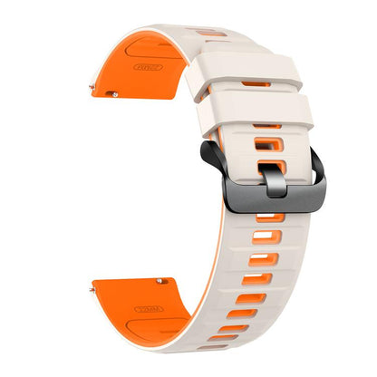 Black Steel Pin Buckle Two Color Silicone Watch Band, 22mm