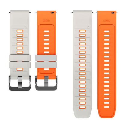 Black Steel Pin Buckle Two Color Silicone Watch Band, 22mm