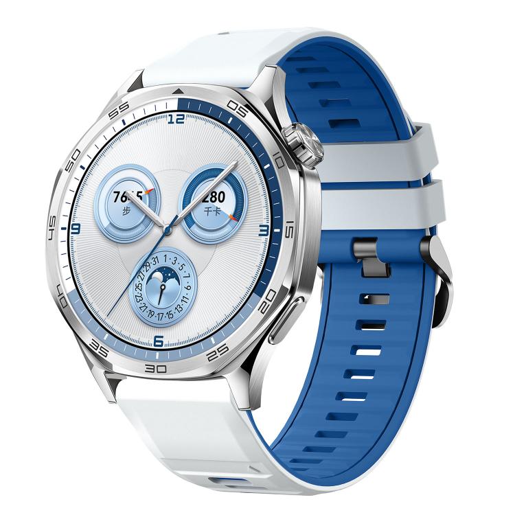 Black Steel Pin Buckle Two Color Silicone Watch Band, 22mm