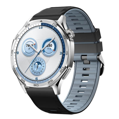 Black Steel Pin Buckle Two Color Silicone Watch Band, 22mm