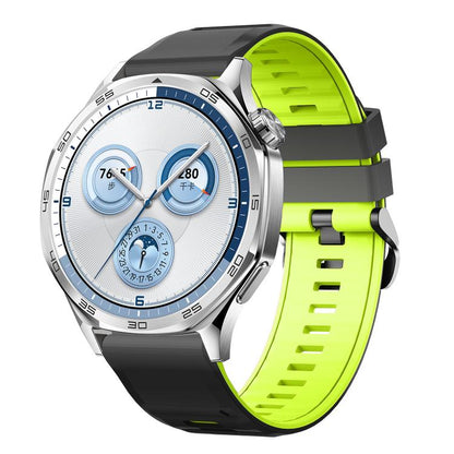Black Steel Pin Buckle Two Color Silicone Watch Band, 22mm
