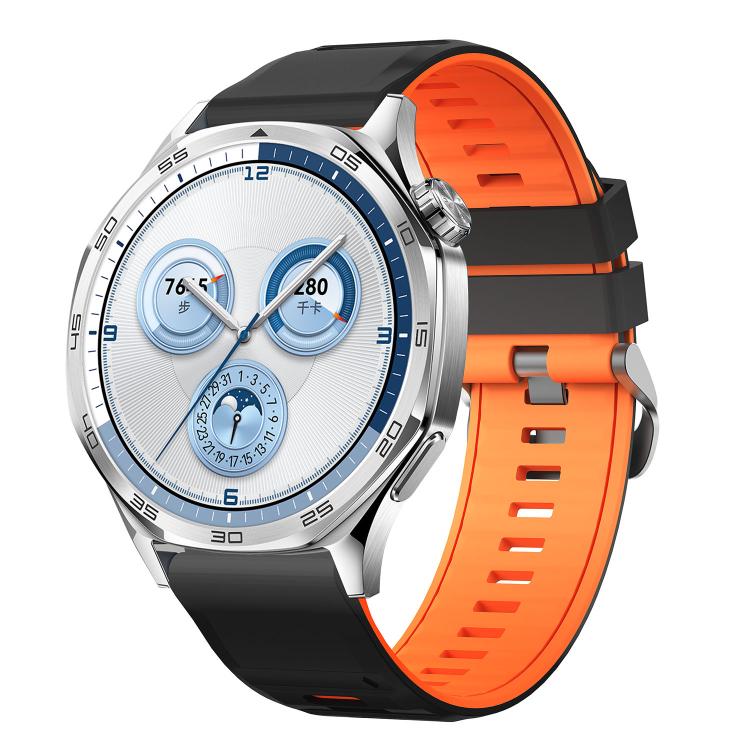 Black Steel Pin Buckle Two Color Silicone Watch Band, 22mm