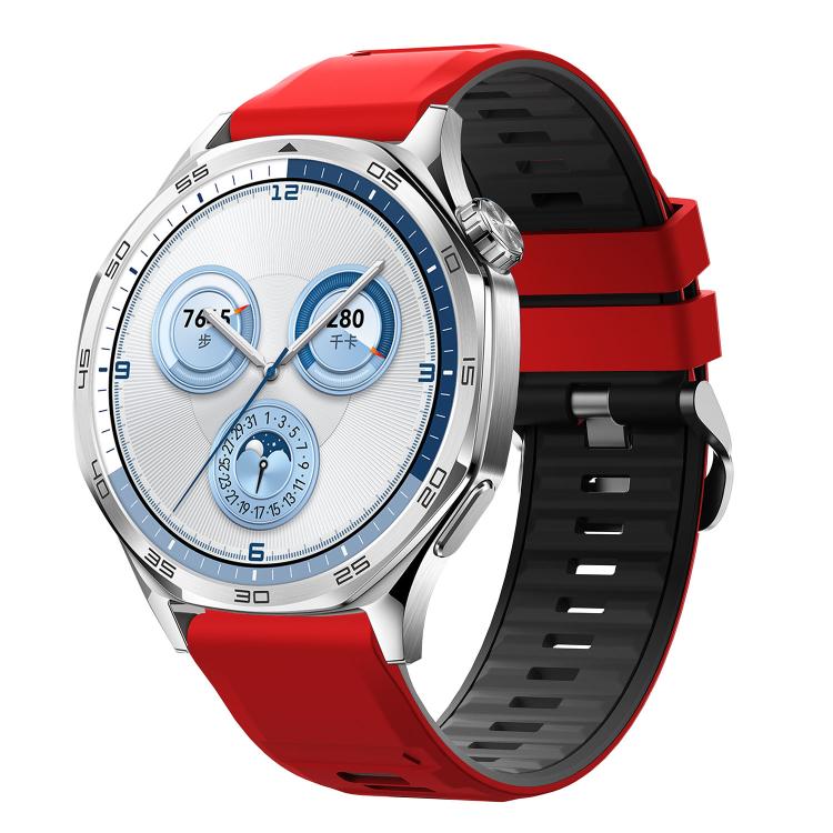Black Steel Pin Buckle Two Color Silicone Watch Band, 22mm