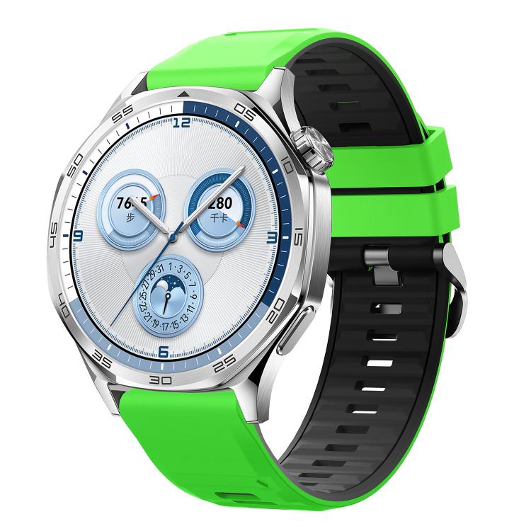 Black Steel Pin Buckle Two Color Silicone Watch Band, 22mm