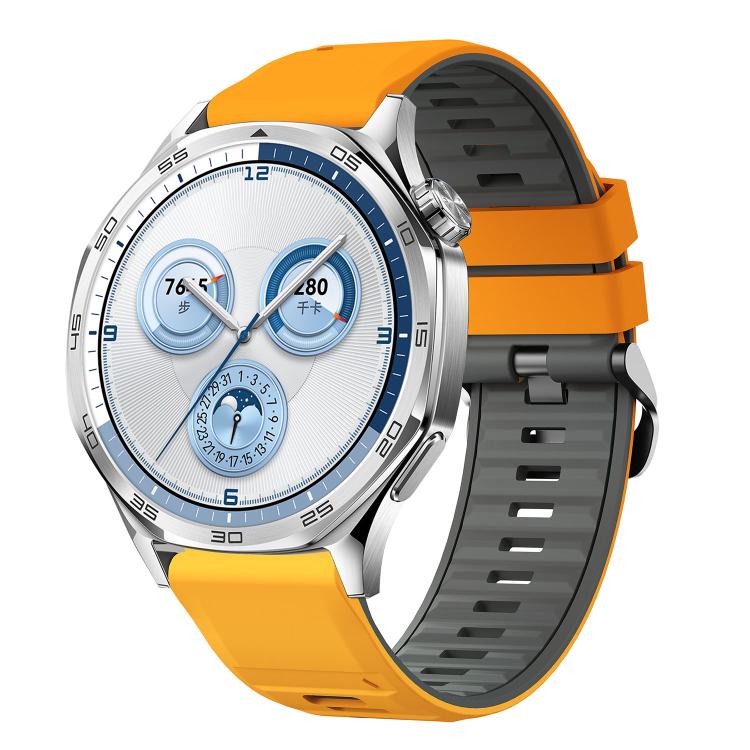 Black Steel Pin Buckle Two Color Silicone Watch Band, 22mm