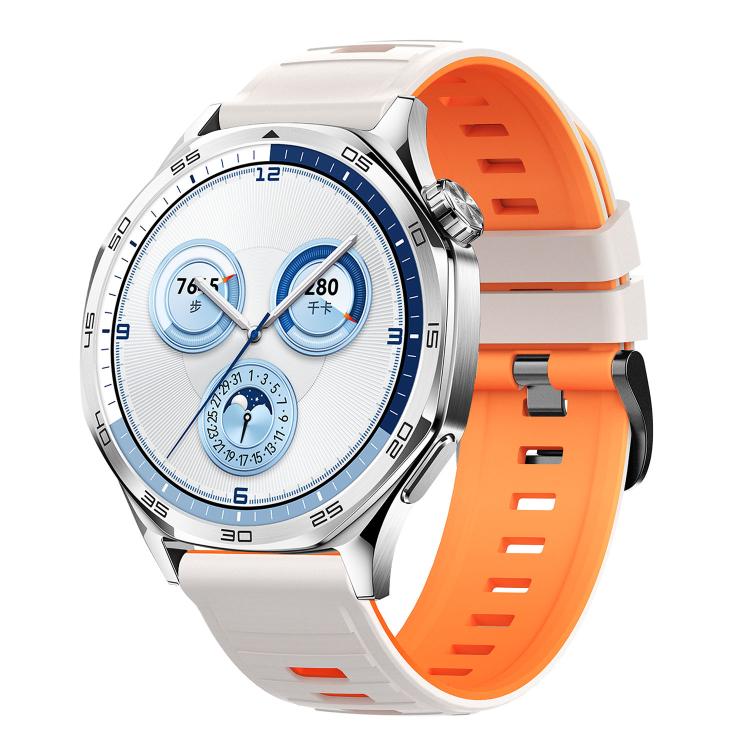 Black Pin Buckle Striped Two Color Silicone Watch Band, 22mm