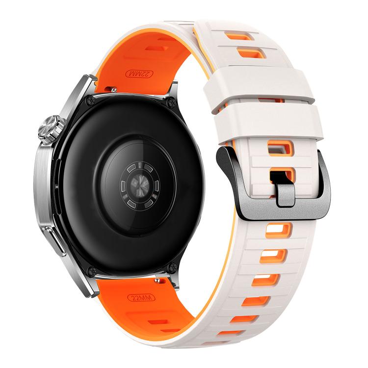 Black Pin Buckle Striped Two Color Silicone Watch Band, 22mm