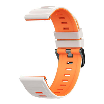 Black Pin Buckle Striped Two Color Silicone Watch Band, 22mm