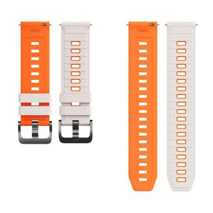 Black Pin Buckle Striped Two Color Silicone Watch Band, 22mm