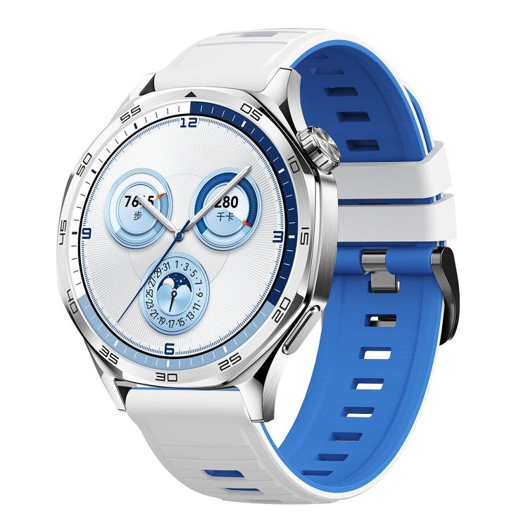 Black Pin Buckle Striped Two Color Silicone Watch Band, 22mm