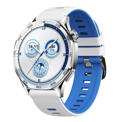 Black Pin Buckle Striped Two Color Silicone Watch Band, 22mm