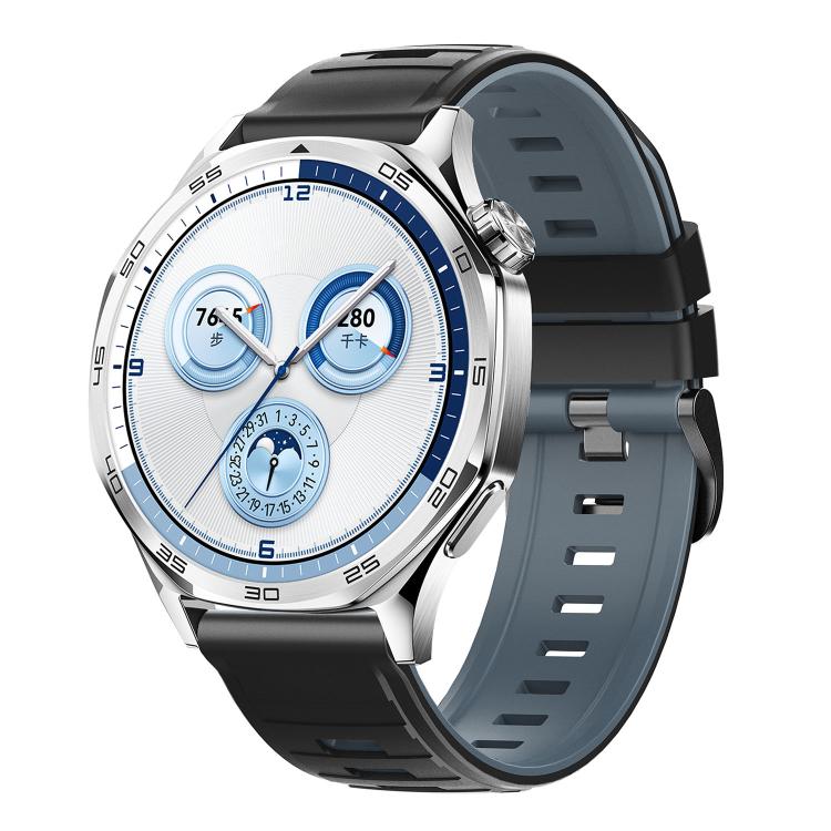 Black Pin Buckle Striped Two Color Silicone Watch Band, 22mm