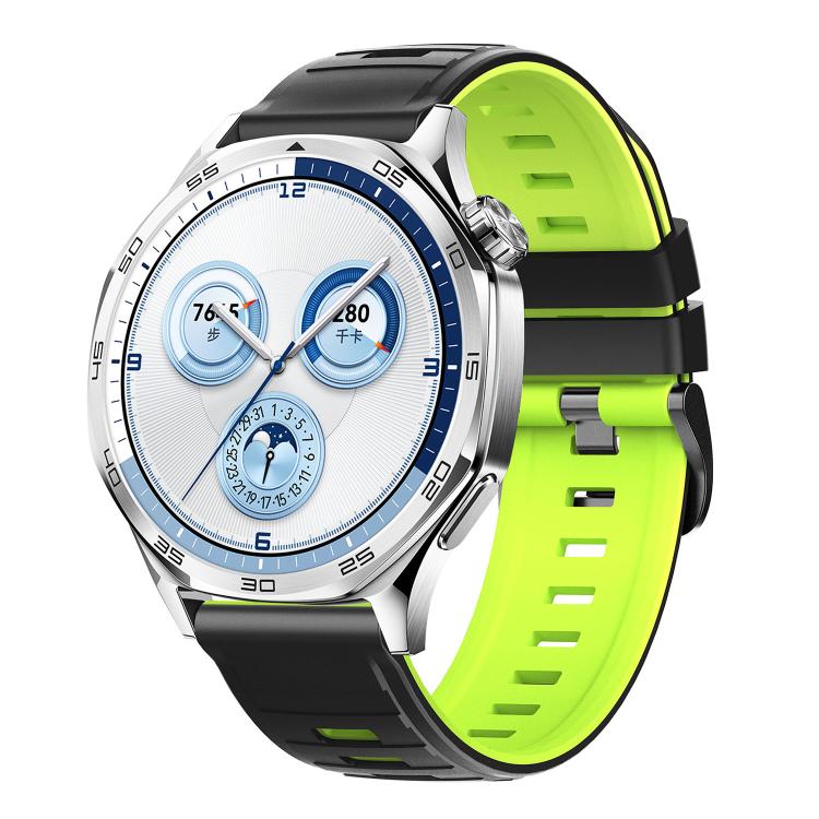 Black Pin Buckle Striped Two Color Silicone Watch Band, 22mm