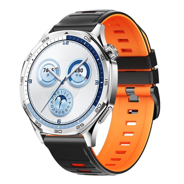 Black Pin Buckle Striped Two Color Silicone Watch Band, 22mm