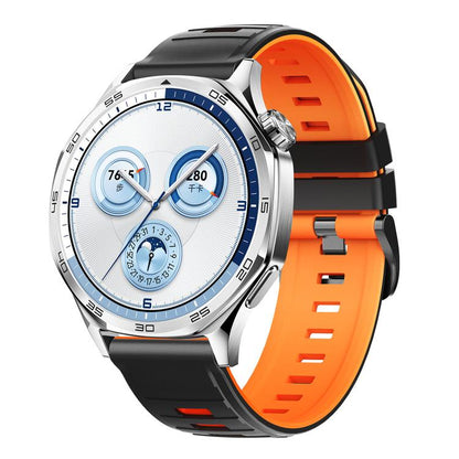 Black Pin Buckle Striped Two Color Silicone Watch Band, 22mm