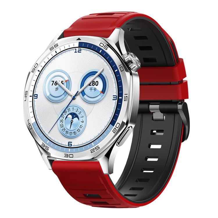 Black Pin Buckle Striped Two Color Silicone Watch Band, 22mm