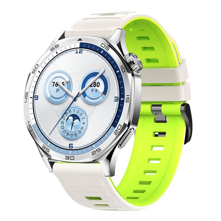 Black Pin Buckle Striped Two Color Silicone Watch Band, 22mm
