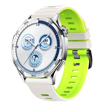 Black Pin Buckle Striped Two Color Silicone Watch Band, 22mm